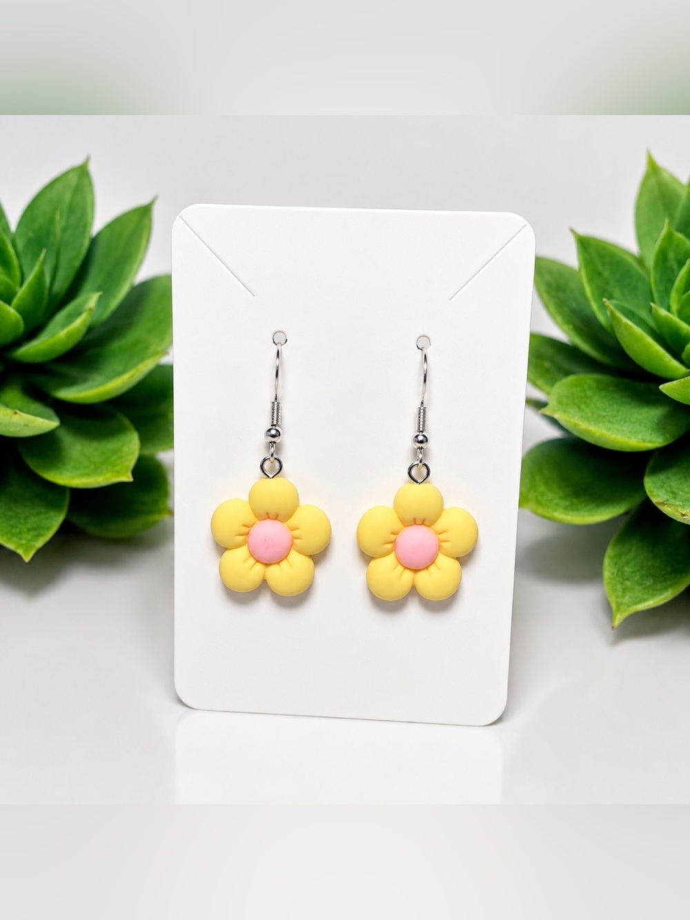 33. Yellow Flower Dangle Hypoallergenic Earrings